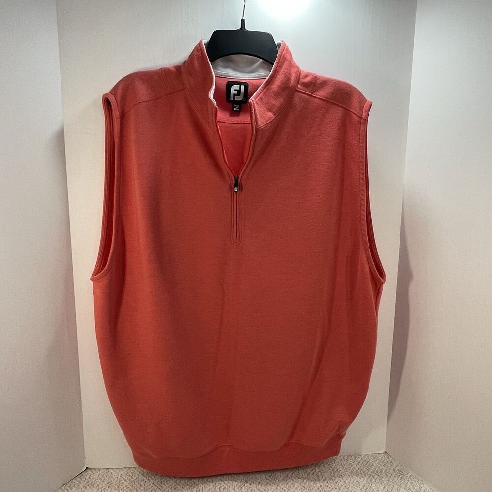 FootJoy Mens L Pullover Pink Quarter Zip Vest Performance Golf